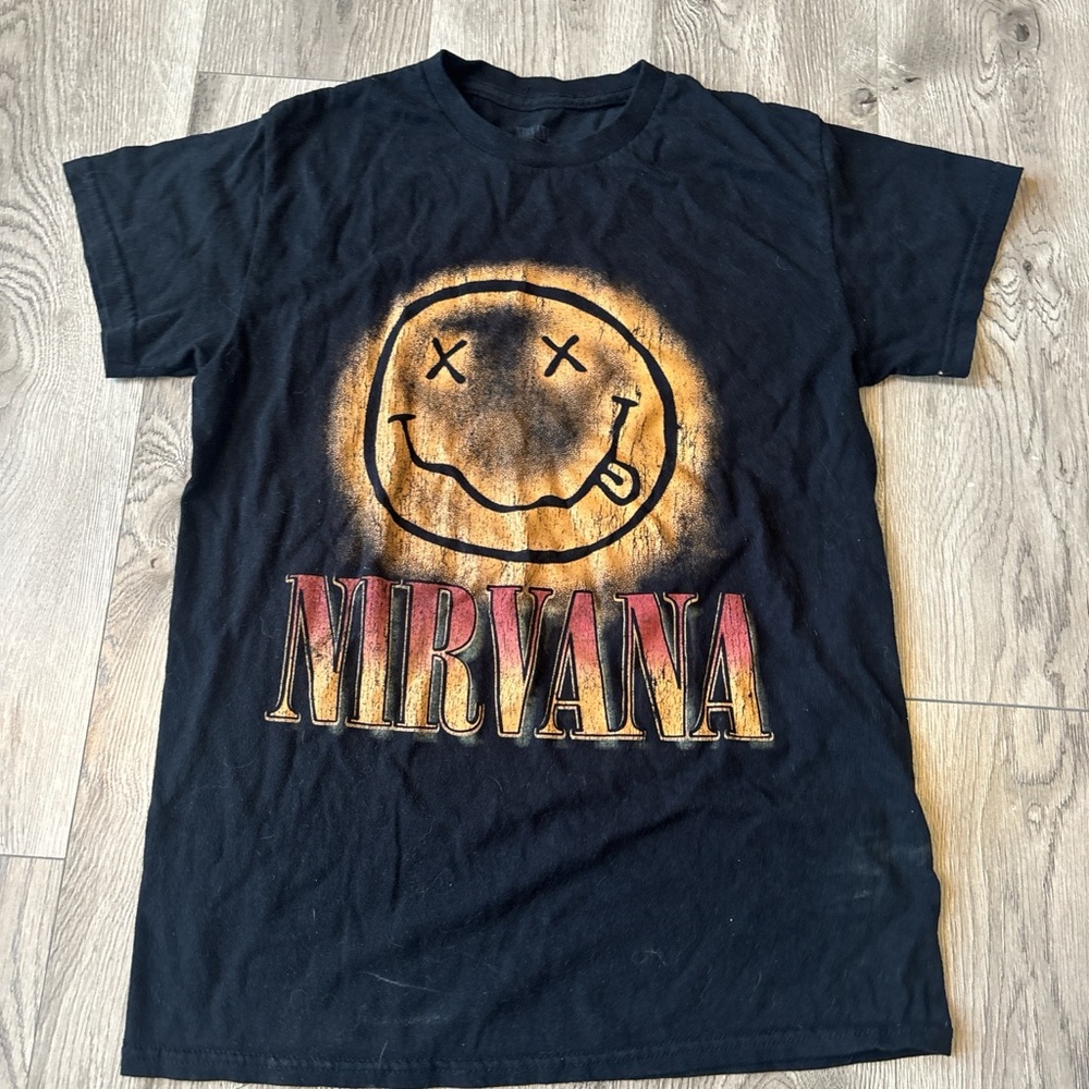 NIRVANA Black Tee with Gold and Red Accents